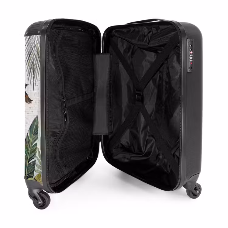 Koffer - Vogel – fliegend – tropisch – Mosaik – grün - Vogel - Vliegend - Tropisch - Mozaïek - Groen NBS - Handbagage koffer - Volwassenen Unisex middel