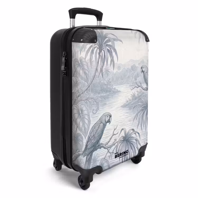 Koffer - Vogel – Fluss – Tropisch – Illustration – Blau - Vogel - Rivier - Tropisch - Illustratie - Blauw NBS - Handbagage koffer - Volwassenen Unisex middel