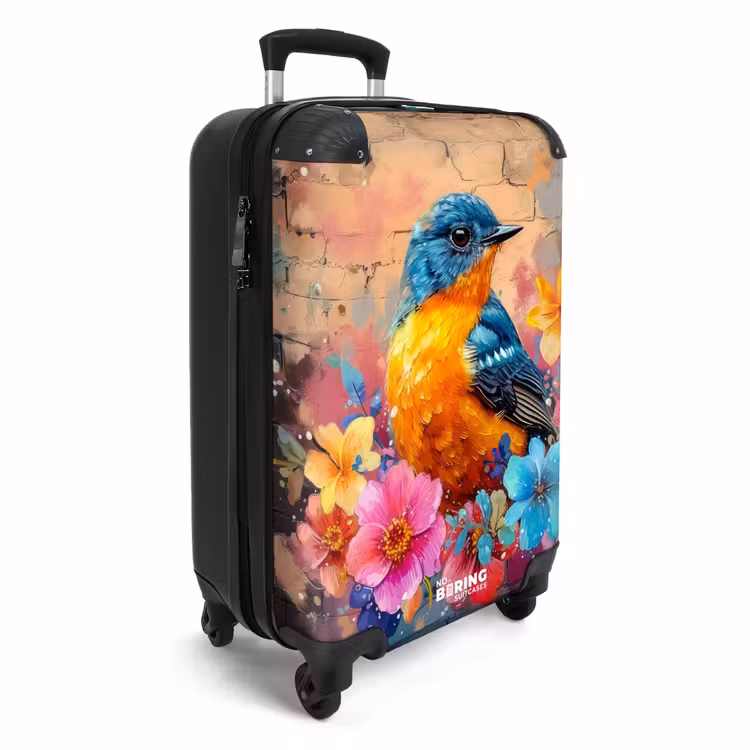 Vogel met bloemen in graffiti stijl NBS - Handbagage koffer - Unisex middel -productfoto_3d