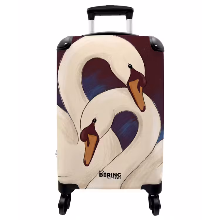 Koffer - Vogel – Paar – Liebe – Abstrakt – Weiß - Vogel - Koppel - Liefde - Abstract - Wit NBS - Handbagage koffer - Vrouwen middel