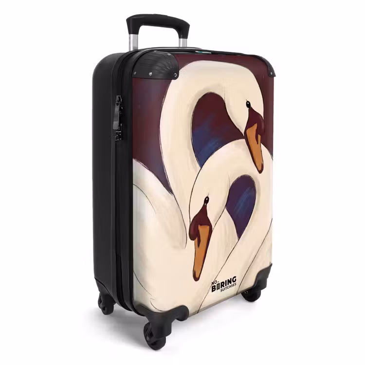 Koffer - Vogel – Paar – Liebe – Abstrakt – Weiß - Vogel - Koppel - Liefde - Abstract - Wit NBS - Handbagage koffer - Vrouwen middel