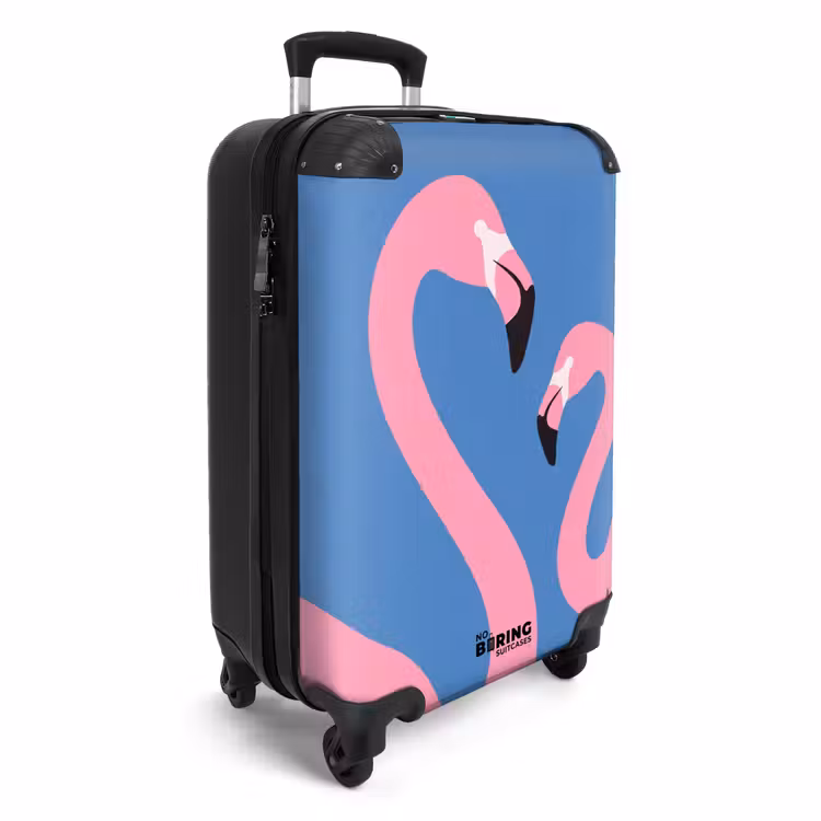 Koffer - Vogel – Paar – Tiere – Modern – Rosa - Vogel - Paar - Dieren - Modern - Roze NBS - Handbagage koffer - Vrouwen middel