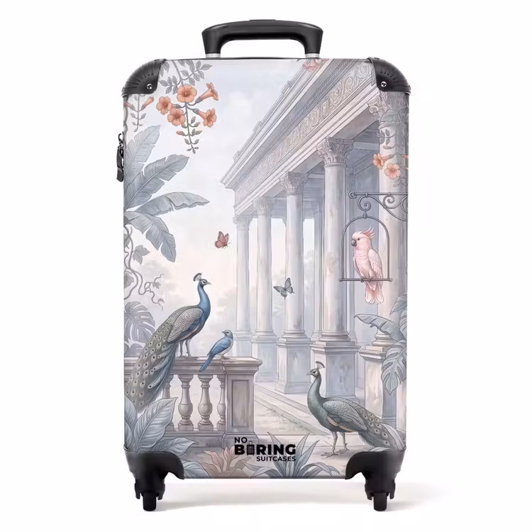 Koffer - Vogel – Pfau – Architektur – Klassisch – Grün - Vogel - Pauw - Architectuur - Klassiek - Groen NBS - Handbagage koffer - Volwassenen Unisex middel