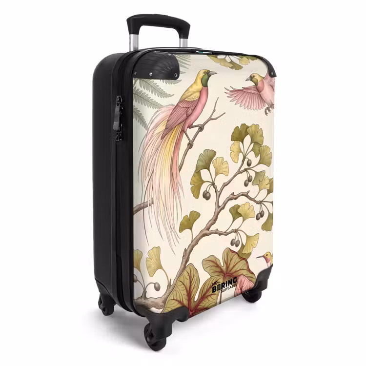 Koffer - Vögel – Tropisch – Botanisch – Rosa - Vogels - Tropisch - Botanisch - Roze NBS - Handbagage koffer - Vrouwen middel