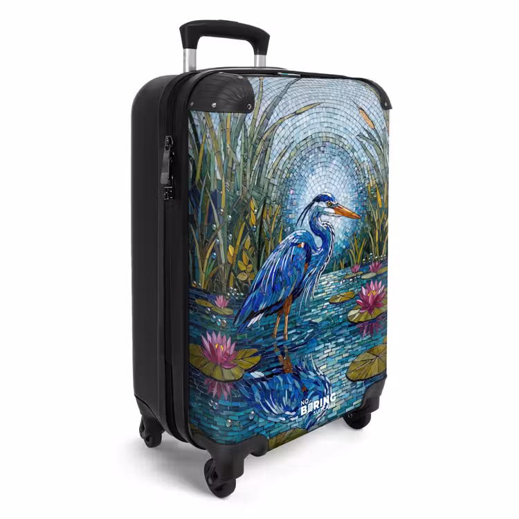 Koffer - Vogel – Wasser – Natur – Abstrakt – Blau - Vogel - Water - Natuur - Abstract - Blauw NBS - Handbagage koffer - Volwassenen Unisex middel