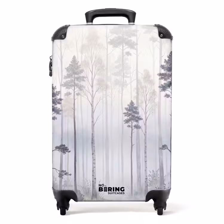 Koffer - Wald – Bäume – Nebel – Natur – Illustration – Grau - Bos - Bomen - Mist - Natuur - Illustratie - Grijs NBS - Handbagage koffer - Volwassenen Unisex middel