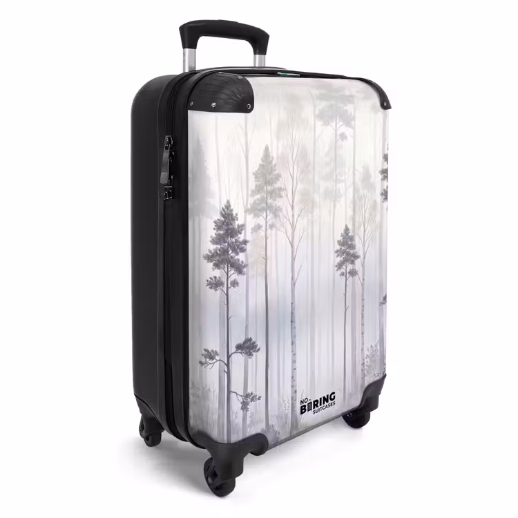 Koffer - Wald – Bäume – Nebel – Natur – Illustration – Grau - Bos - Bomen - Mist - Natuur - Illustratie - Grijs NBS - Handbagage koffer - Volwassenen Unisex middel