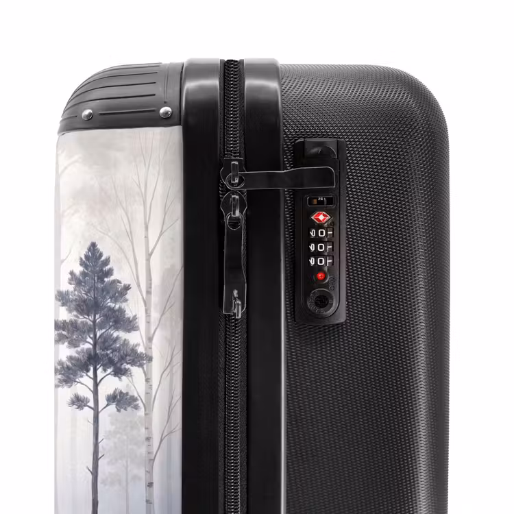 Koffer - Wald – Bäume – Nebel – Natur – Illustration – Grau - Bos - Bomen - Mist - Natuur - Illustratie - Grijs NBS - Handbagage koffer - Volwassenen Unisex middel