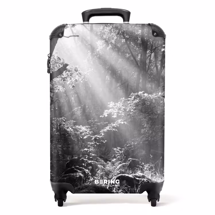 Koffer - Wald – Lichtstrahlen – Natur – Schwarz-Weiß - Bos - Lichtstralen - Natuur - Zwart-wit NBS - Handbagage koffer - Volwassenen Unisex middel