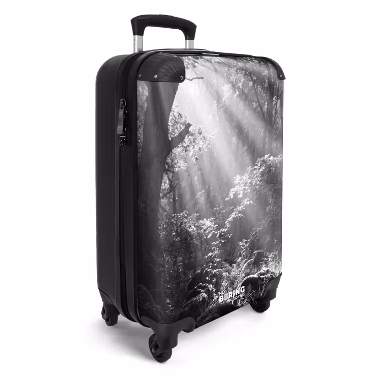 Koffer - Wald – Lichtstrahlen – Natur – Schwarz-Weiß - Bos - Lichtstralen - Natuur - Zwart-wit NBS - Handbagage koffer - Volwassenen Unisex middel