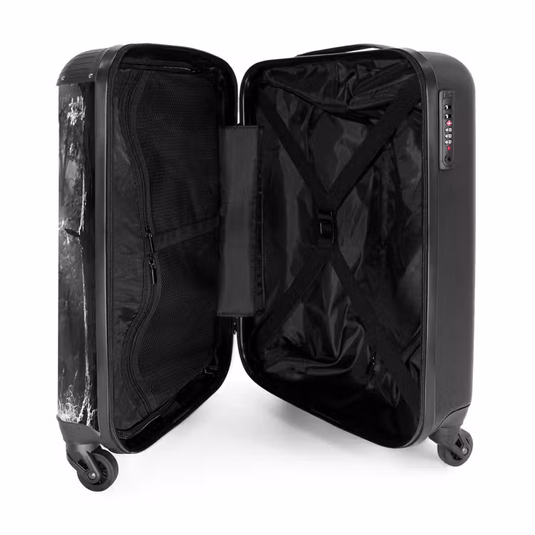 Koffer - Wald – Lichtstrahlen – Natur – Schwarz-Weiß - Bos - Lichtstralen - Natuur - Zwart-wit NBS - Handbagage koffer - Volwassenen Unisex middel