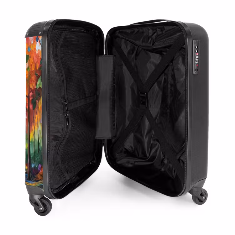 Bos - Natuur - Olieverf - Regenboog NBS - Handbagage koffer - Unisex middel -binnenkant