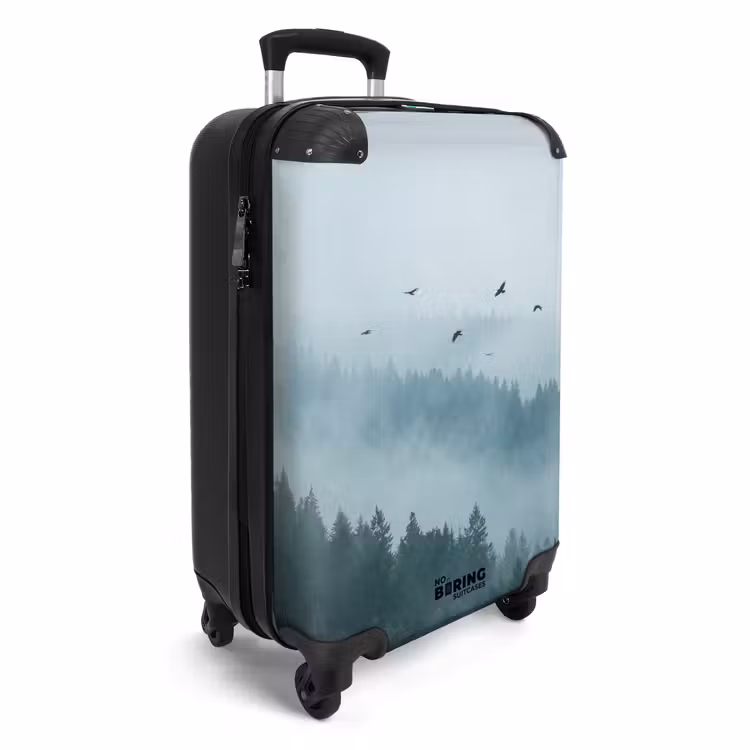Koffer - Wald – Nebel – Vögel – Natur – Grün - Bos - Mist - Vogels - Natuur - Groen NBS - Handbagage koffer - Volwassenen Unisex middel