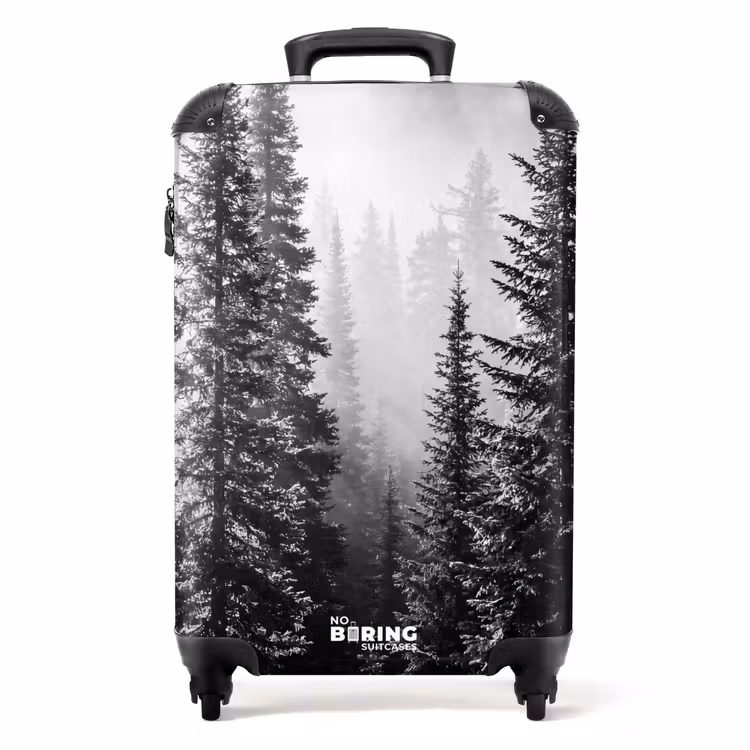 Koffer - Wald – Nebel – Winter – Monochrom – Natur - Bos - Mist - Winter - Monochroom - Natuur NBS - Handbagage koffer - Volwassenen Unisex middel