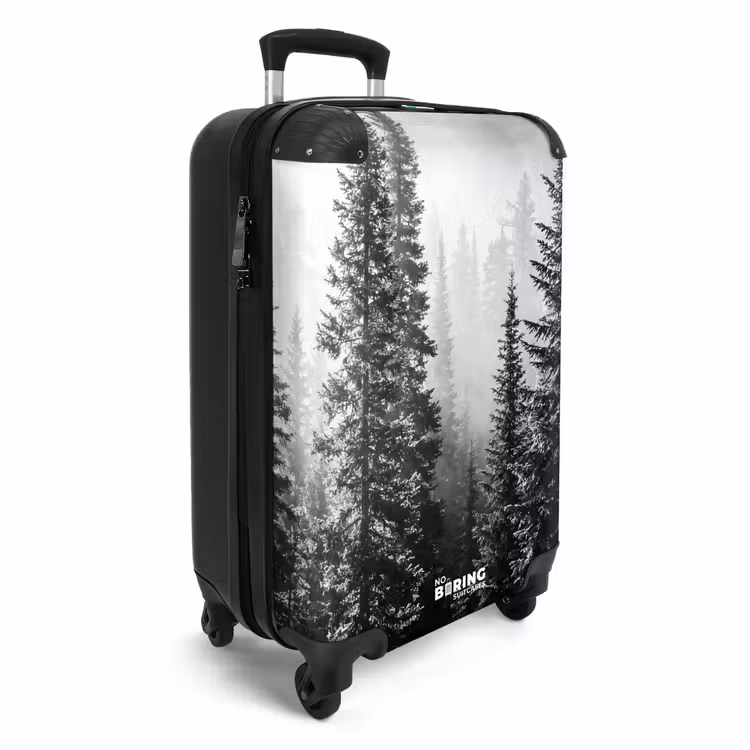 Koffer - Wald – Nebel – Winter – Monochrom – Natur - Bos - Mist - Winter - Monochroom - Natuur NBS - Handbagage koffer - Volwassenen Unisex middel