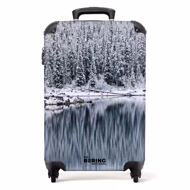 Koffer - Wald – Reflexion – See – Winter – Gelassenheit - Bos - Reflectie - Meer - Winter - Serene NBS - Handbagage koffer - Volwassenen Unisex middel