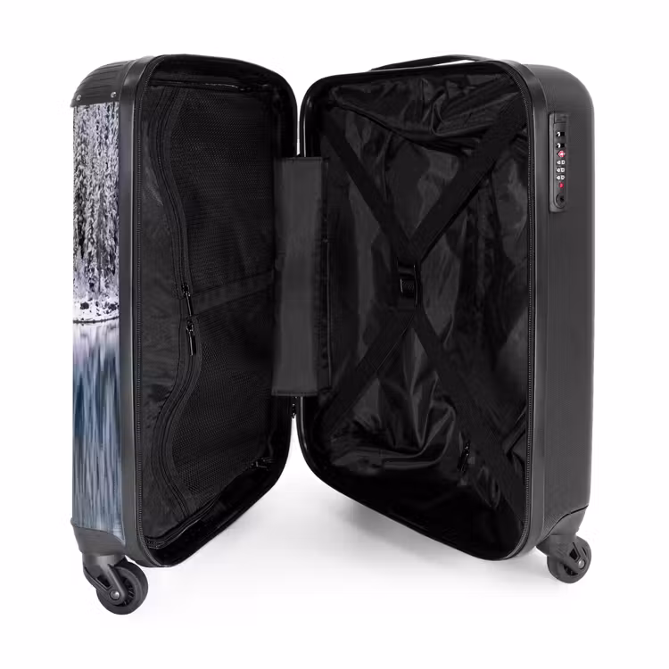 Koffer - Wald – Reflexion – See – Winter – Gelassenheit - Bos - Reflectie - Meer - Winter - Serene NBS - Handbagage koffer - Volwassenen Unisex middel