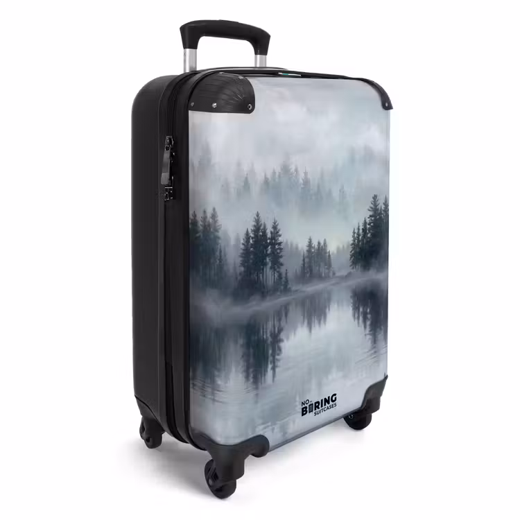 Koffer - Wald – See – Nebel – Natur – Grau - Bos - Meer - Mist - Natuur - Grijs NBS - Handbagage koffer - Volwassenen Unisex middel