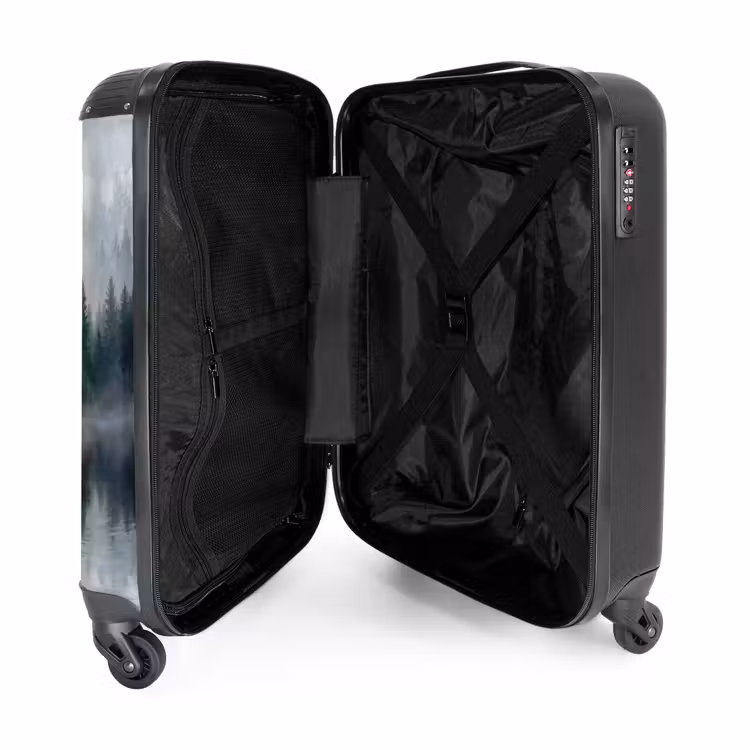 Koffer - Wald – See – Nebel – Natur – Grau - Bos - Meer - Mist - Natuur - Grijs NBS - Handbagage koffer - Volwassenen Unisex middel