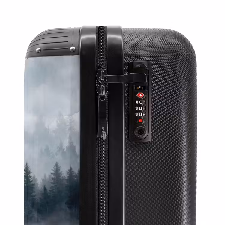 Koffer - Wald – See – Nebel – Natur – Grau - Bos - Meer - Mist - Natuur - Grijs NBS - Handbagage koffer - Volwassenen Unisex middel