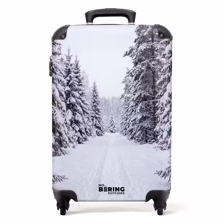 Koffer - Wald – Winter – Schnee – Weg – Natur - Bos - Winter - Sneeuw - Pad - Natuur NBS - Handbagage koffer - Volwassenen Unisex middel