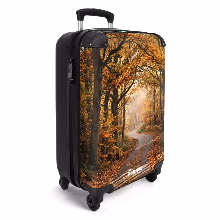 Koffer - Waldweg – Herbstwald – Blätter – Orange – Nostalgisch - Bospad - Herfstbos - Bladeren - Oranje - Nostalgisch NBS - Handbagage koffer - Volwassenen Unisex middel