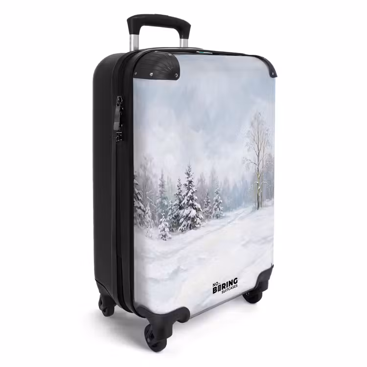 Koffer - Waldweg – Kiefern – Schnee – Winter – Beruhigend - Bospad - Dennen - Sneeuw - Winter - Rustgevend NBS - Handbagage koffer - Volwassenen Unisex middel