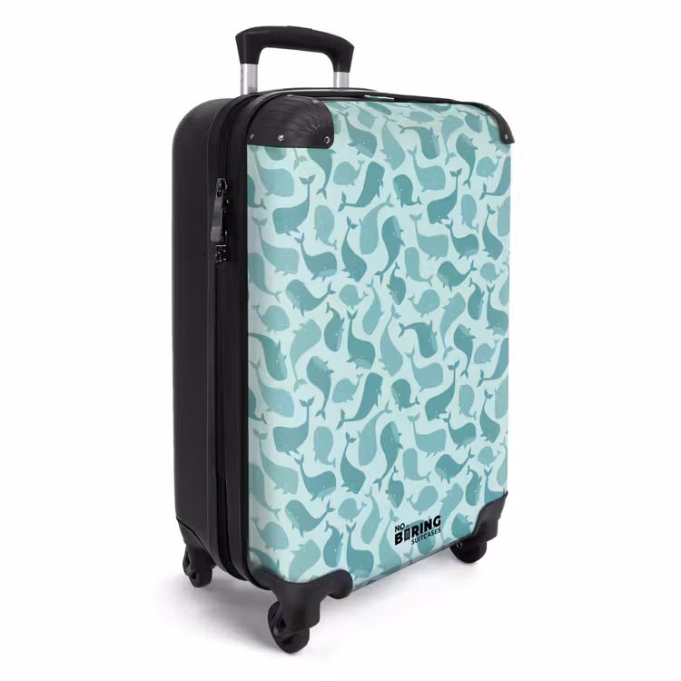 Walvissen patroon blauw groen NBS - Handbagage koffer - Kinderen Unisex middel -productfoto_3d