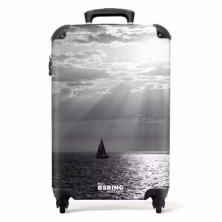 Koffer - Wasser – Boot – Luft – Natur – Schwarz-Weiß - Water - Boot - Lucht - Natuur - Zwart-wit NBS - Handbagage koffer - Volwassenen Unisex middel