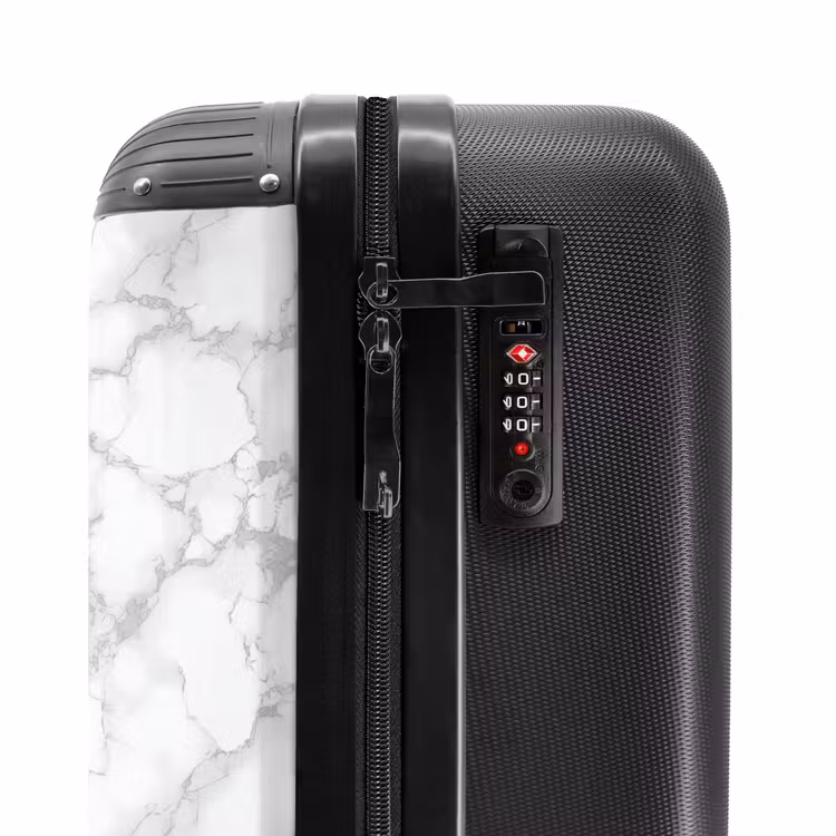 Wit - Marmer - Grijs NBS - Handbagage koffer - Volwassenen Unisex middel -slot