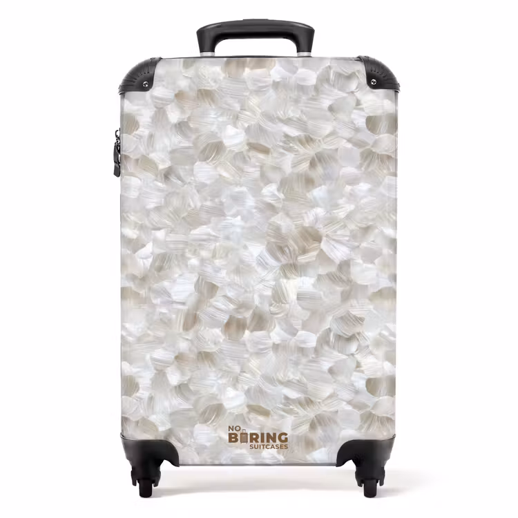 Wit - Penseelstreken - Reliëfeffect NBS - Handbagage koffer - Volwassenen Unisex middel -productfoto_recht