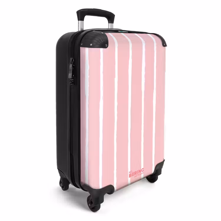 Witte penseelstrepen op roze achtergrond NBS - Handbagage koffer - Kinderen Unisex middel -productfoto_3d