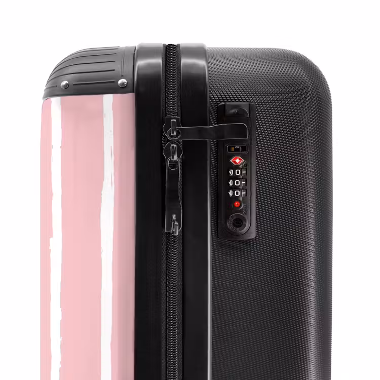 Witte penseelstrepen op roze achtergrond NBS - Handbagage koffer - Kinderen Unisex middel -slot