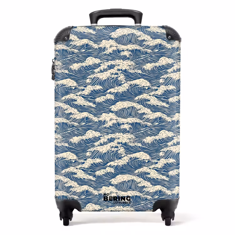 Golven - Ritmisch - Blauw NBS - Handbagage koffer - Volwassenen Unisex middel -productfoto_recht