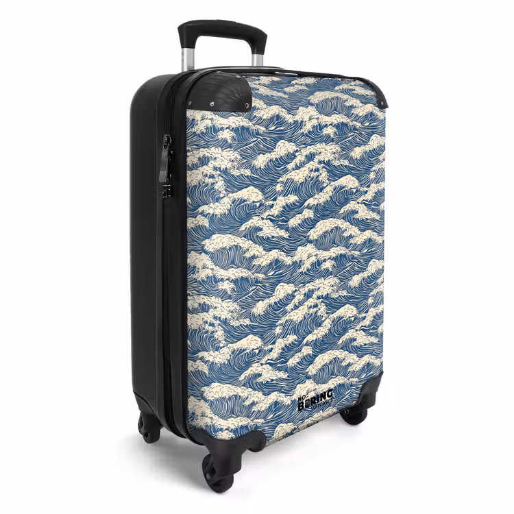 Golven - Ritmisch - Blauw NBS - Handbagage koffer - Volwassenen Unisex middel -productfoto_3d