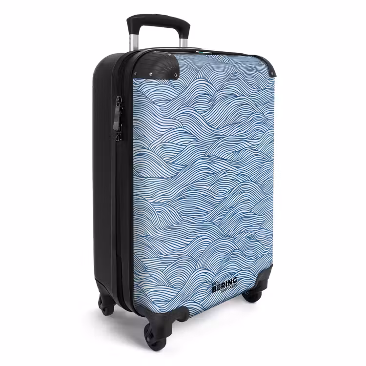 Golven - Ritmisch - Blauw NBS - Handbagage koffer - Volwassenen Unisex middel -productfoto_3d