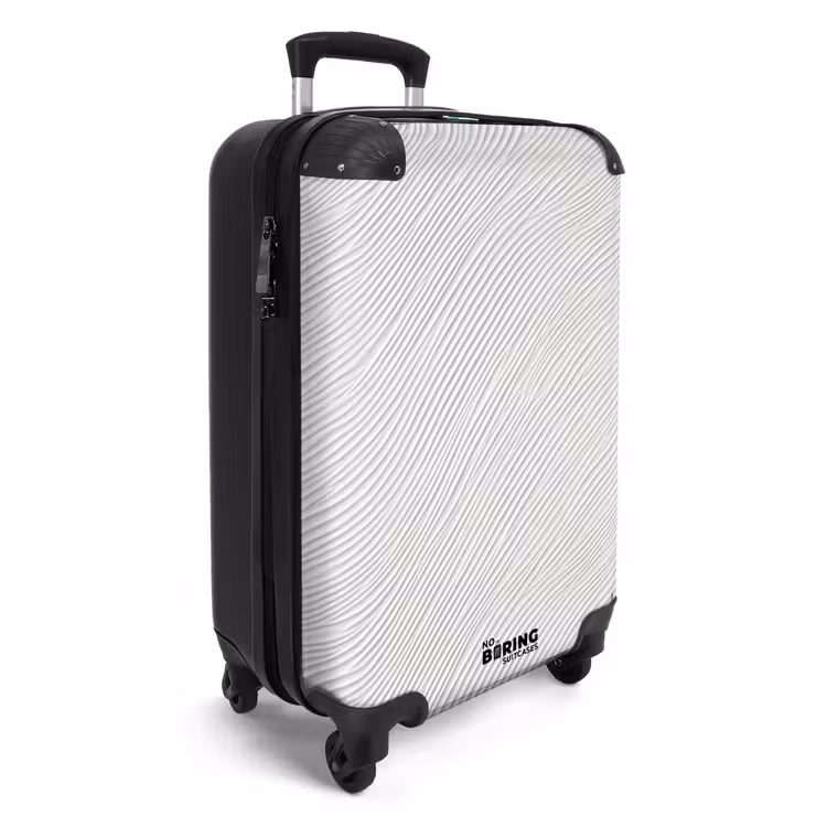 Golven - Ribbels - Wit NBS - Handbagage koffer - Volwassenen Unisex middel -productfoto_3d