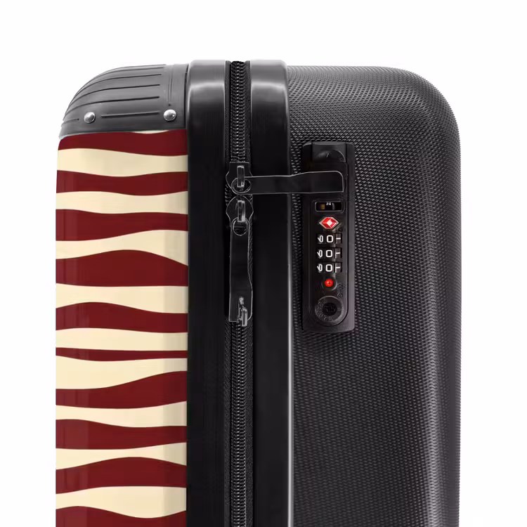 Golven - Rood - Patroon - Crème NBS - Handbagage koffer - Volwassenen Unisex middel -slot
