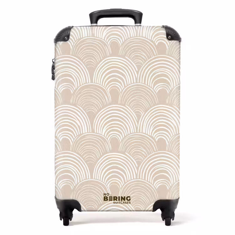 Golven - Structuur - Beige NBS - Handbagage koffer - Volwassenen Unisex middel -productfoto_recht