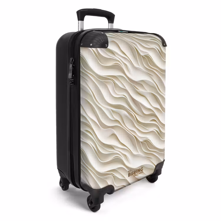 Golven - Wit - Minimalistisch NBS - Handbagage koffer - Volwassenen Unisex middel -productfoto_3d