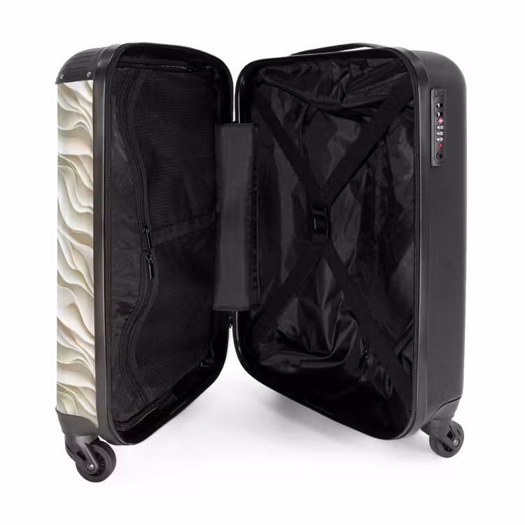 Golven - Wit - Minimalistisch NBS - Handbagage koffer - Volwassenen Unisex middel -binnenkant