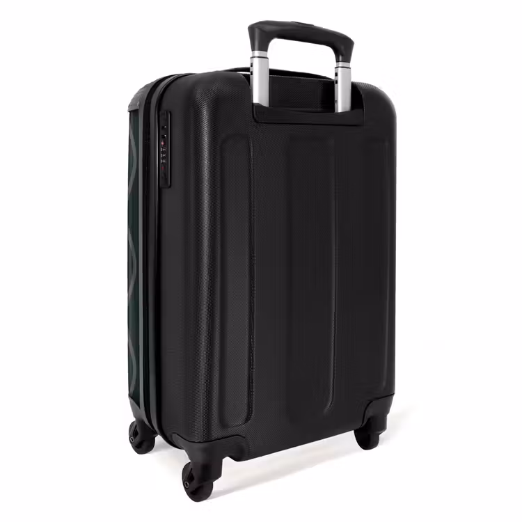 Golvende strepen in groen met grijs NBS - Handbagage koffer - Unisex middel -achterkant