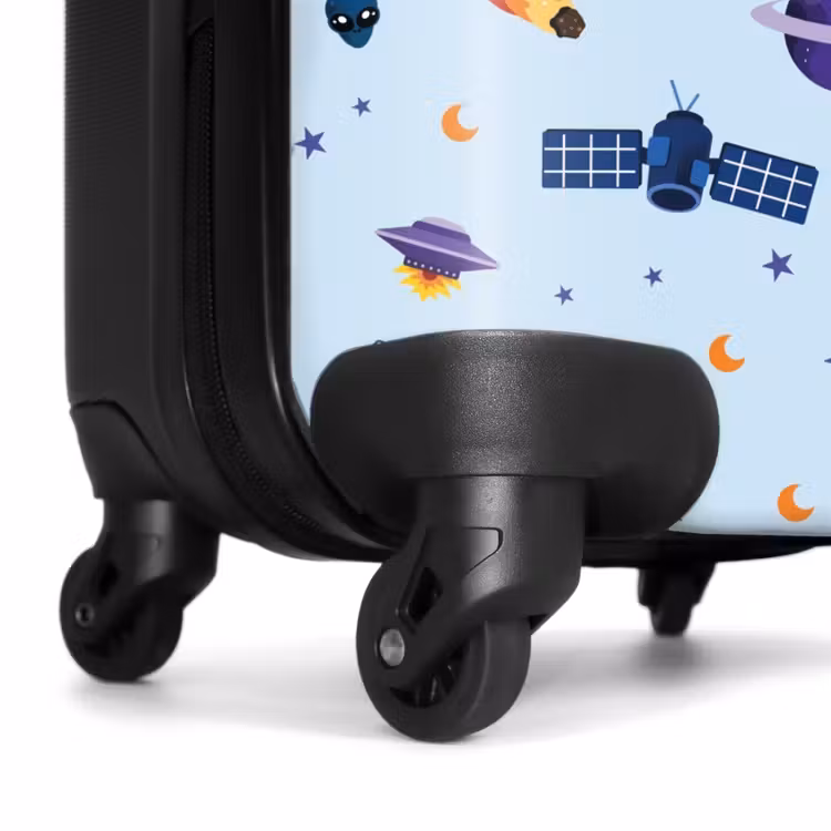 Ruimtevaart en buitenaards patroon op lichtblauw NBS - Handbagage koffer - Kinderen Unisex middel -wiel