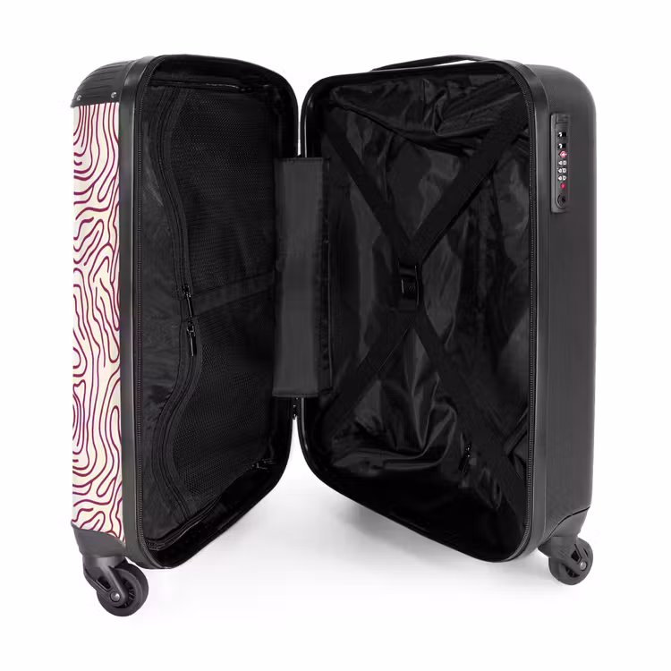 Kronkelende lijn - Magenta - Crème NBS - Handbagage koffer - Volwassenen Unisex middel -binnenkant