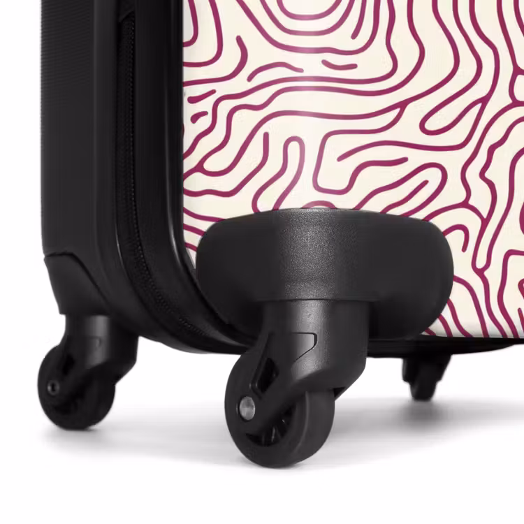 Kronkelende lijn - Magenta - Crème NBS - Handbagage koffer - Volwassenen Unisex middel -wiel