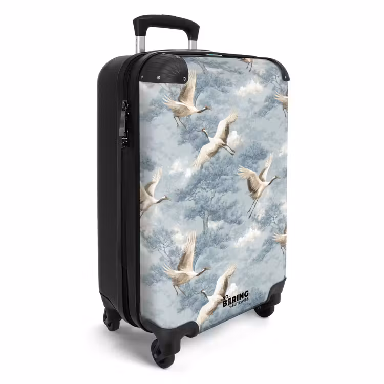 Wolken - Kraanvogels - Blauw NBS - Handbagage koffer - Volwassenen Unisex middel -productfoto_3d