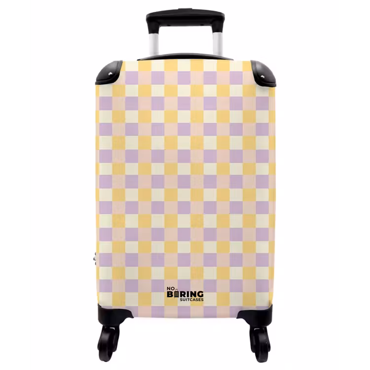 Koffer - Würfel – Lila – Gelb - Blokjes - Lila - Geel NBS - Handbagage koffer - Vrouwen middel