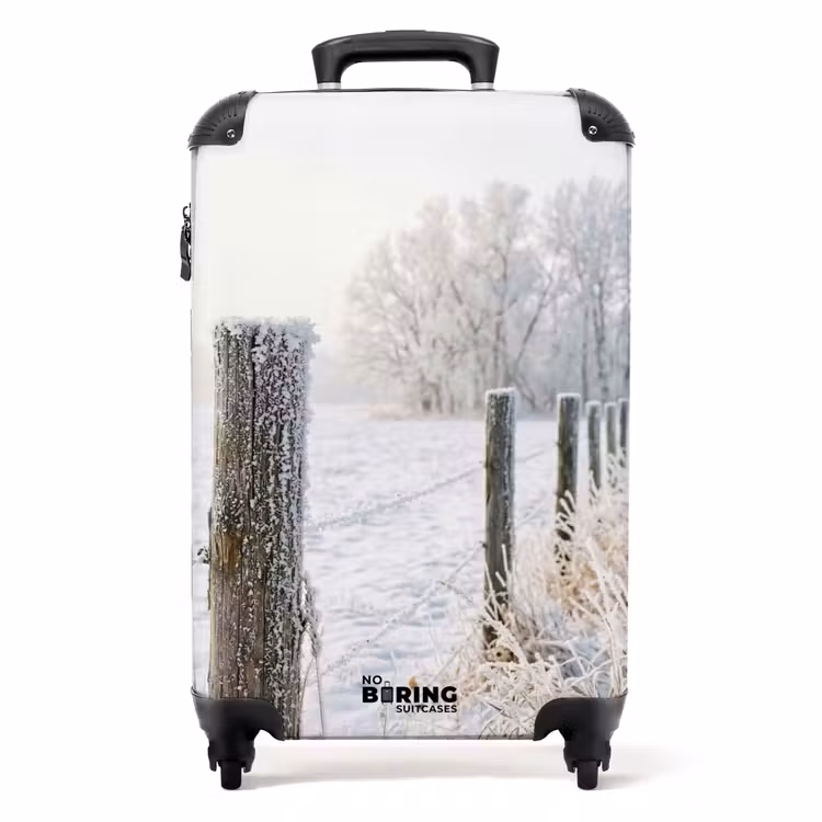 Koffer - Zaun – Schnee – Nebel – Landschaft – Nostalgisch - Hek - Sneeuw - Mist - Platteland - Nostalgisch NBS - Handbagage koffer - Volwassenen Unisex middel