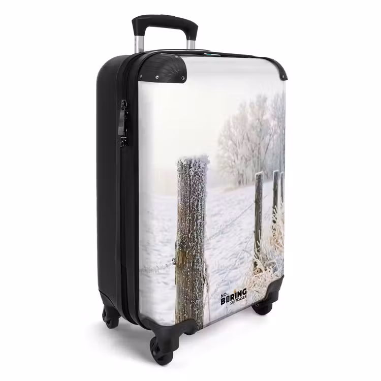 Koffer - Zaun – Schnee – Nebel – Landschaft – Nostalgisch - Hek - Sneeuw - Mist - Platteland - Nostalgisch NBS - Handbagage koffer - Volwassenen Unisex middel