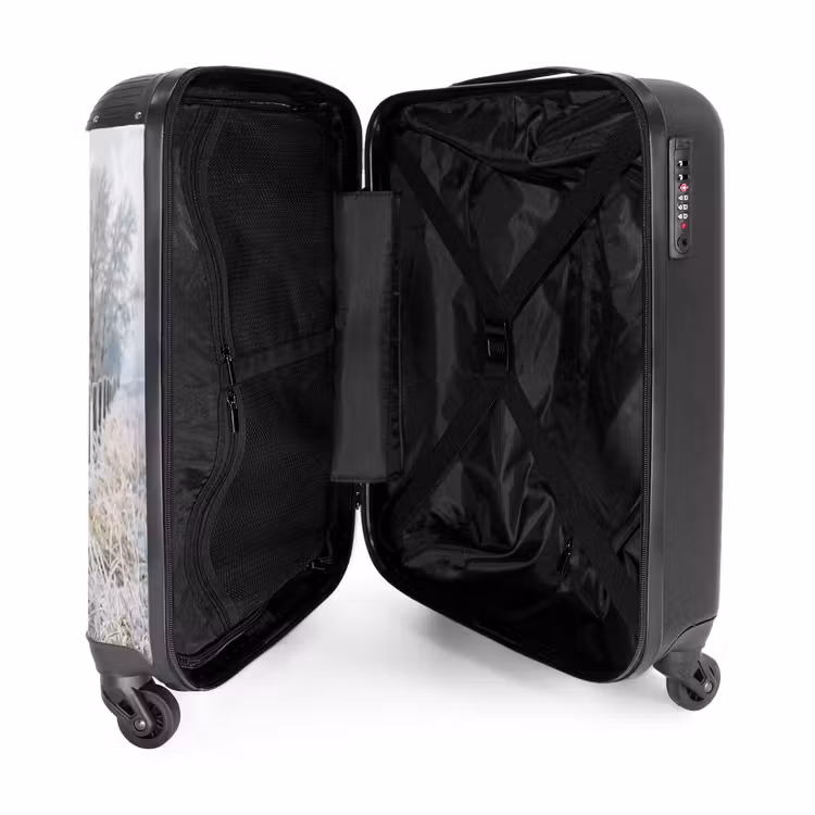 Koffer - Zaun – Schnee – Nebel – Landschaft – Nostalgisch - Hek - Sneeuw - Mist - Platteland - Nostalgisch NBS - Handbagage koffer - Volwassenen Unisex middel